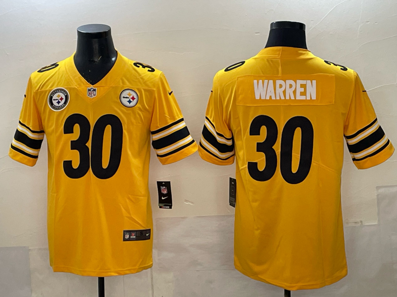 Men Pittsburgh Steelers 30 Warren yellow Nike NFL Jersey 003